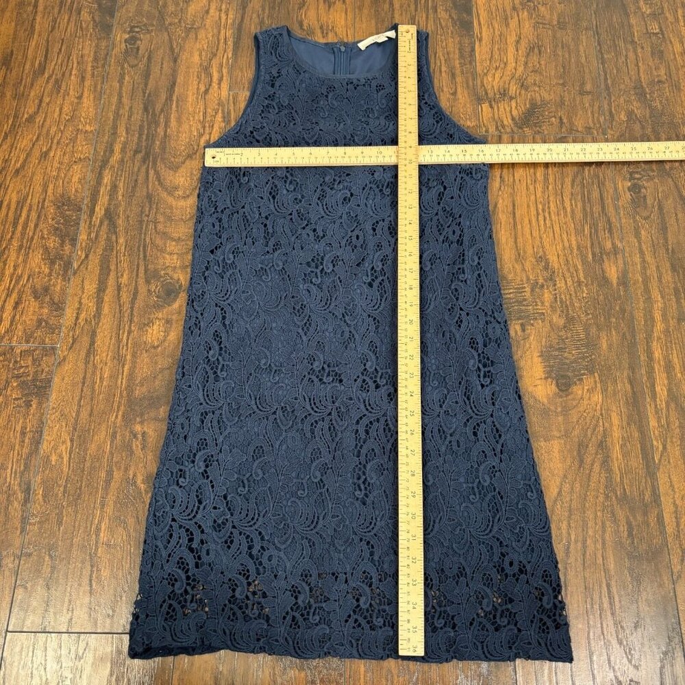 LOFT Shift Dress 6 Navy Blue Crochet Lace Sleeveless Women's - Picture 7 of 11